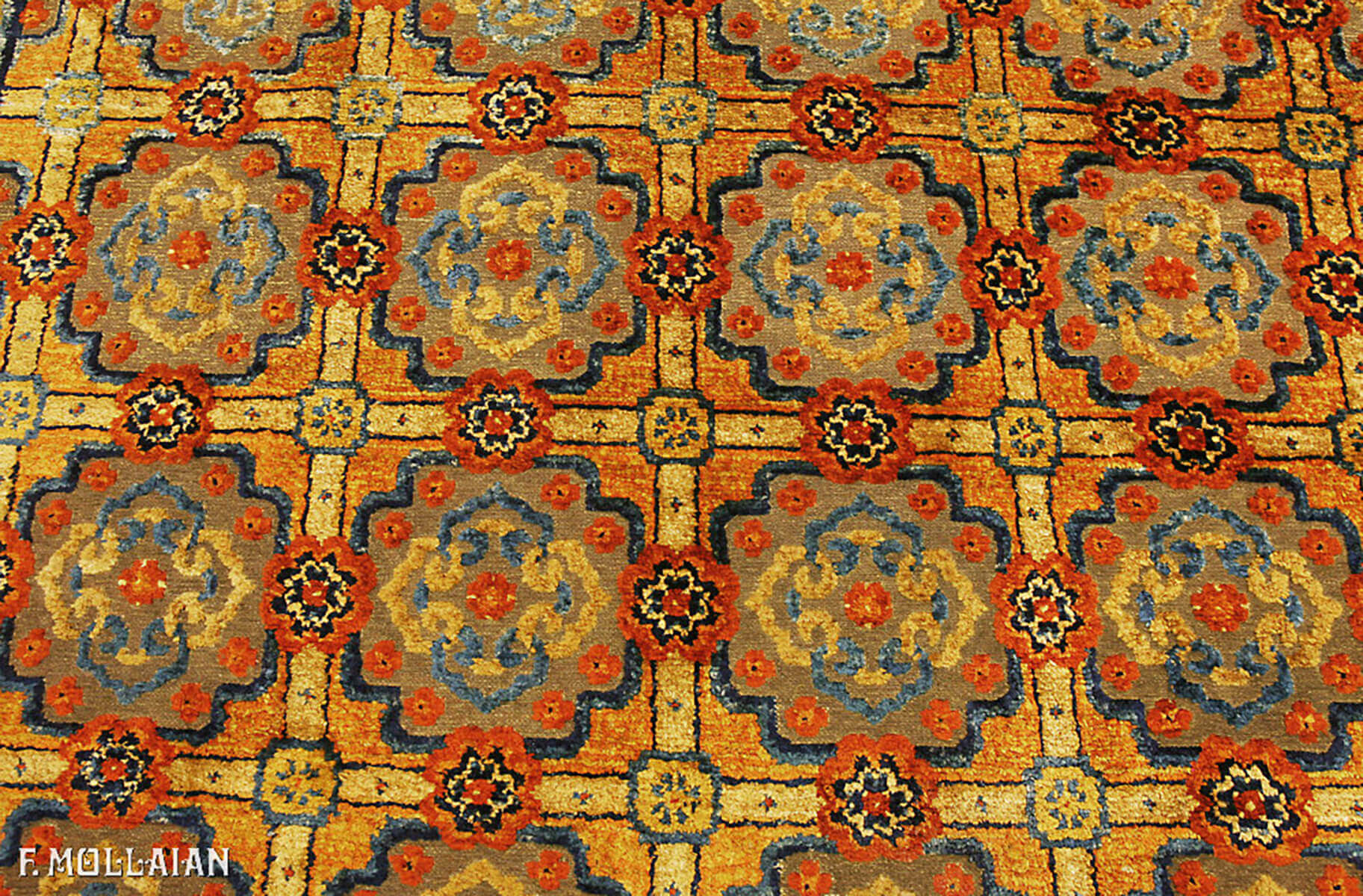 Tapis de Palais Impérial Chinois Antique en Soie et Métal n°:41901411